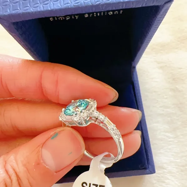 925 sterling silver blue diamond 💎 diamond ring 💍 no box - Image 2