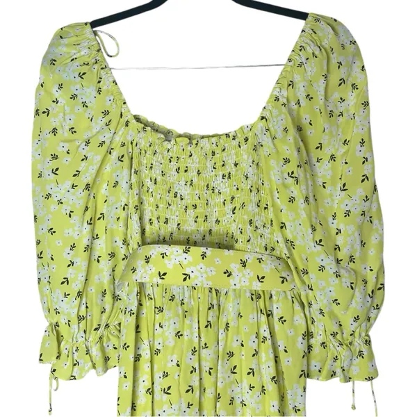 For Love & Lemons Chrysanthemum Mini Dress Lemonade Yellow Floral Medium - Image 13