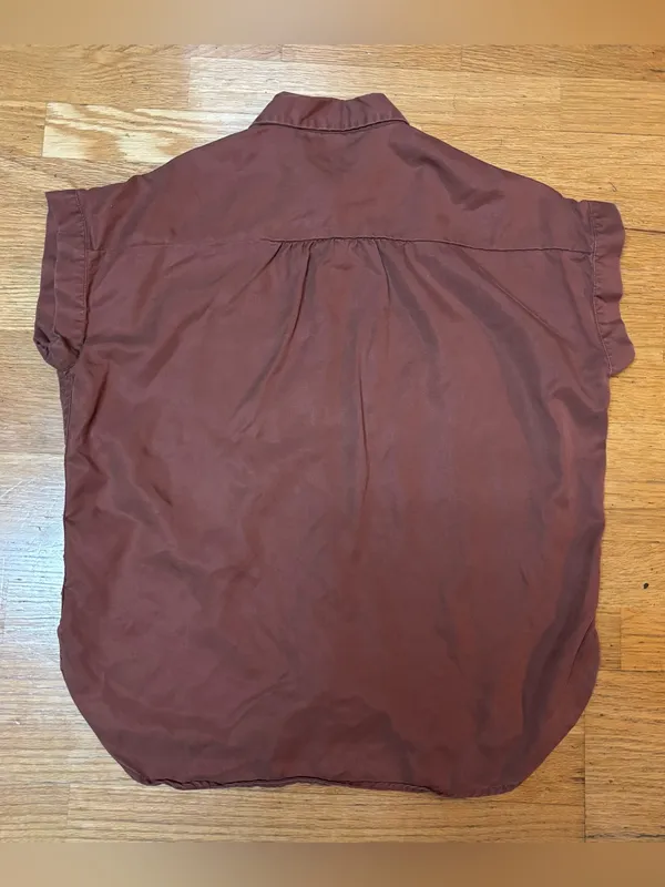 Quince Terracotta Vintage Wash Tencel Baggy Vacation Resortwear Camp Shirt S - Image 4