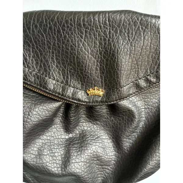 Juicy Couture Black Pebbled Hobo Shoulder Bag Gold Chain Pink Interior - Image 4
