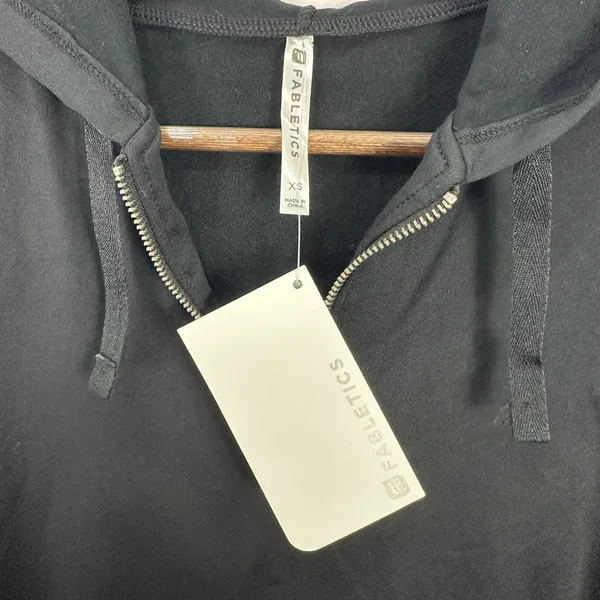 Fabletics Gigi Pullover Black Half‎ Zip Sweatshirt Mesh Pockets Athleisure XS - Image 3