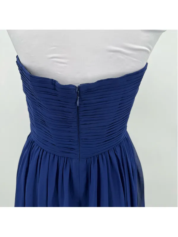 Donna Morgan Navy Blue Silk Mini Dress Strapless Pleated Cocktail Party Homecoming Formal 6 - Image 5