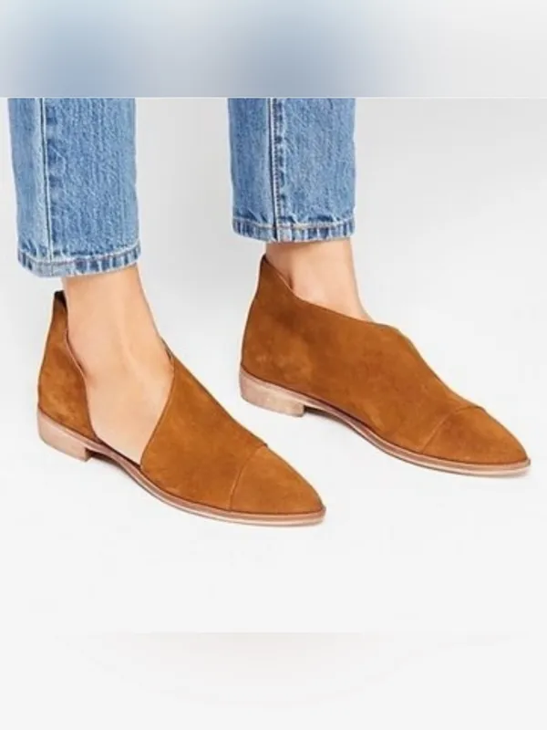 Free People Royale Flats Cutout Suede Leather Pointed Toe Brown Sz EU40 / US - Image 2