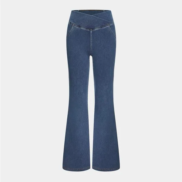H13.- Halara Flex™ High Waisted Crossover Pocket Washed flare Jeans. XL P - Image 5
