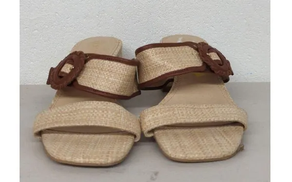 new Jack Rogers callie block heel straw beach brown sandal sz10 strappy buckle - Image 2