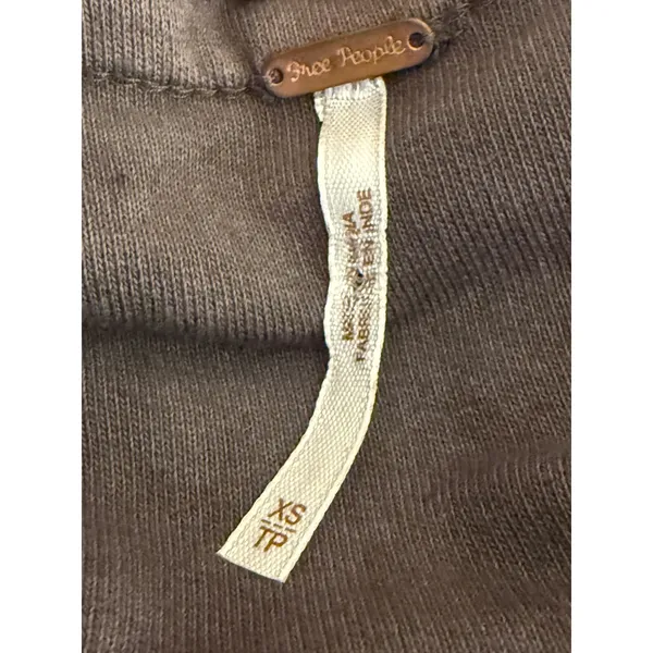 FREE PEOPLE Brown Embroidered V-Neck Boho Top Raw Edge Long‎ Sleeve XS - Image 7