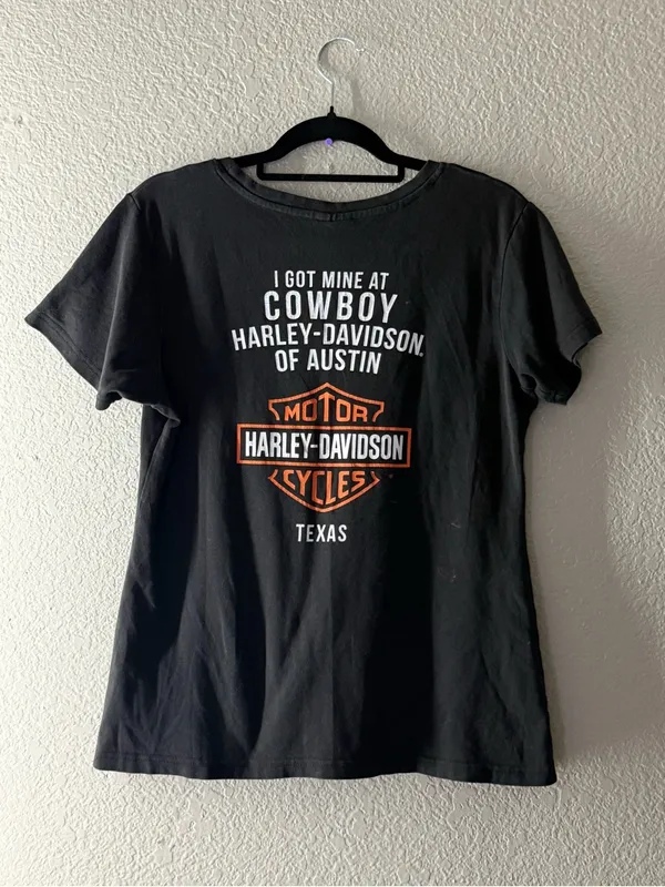 Harley Davidson Women M Moto Motorcycle Biker Girl Graphic Tee Western Grunge - Image 6