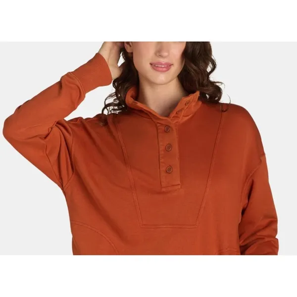 Time and Tru Womens Sweatshirt Size M Auburn Sun Washed Mock Neck Button Placket - Image 9