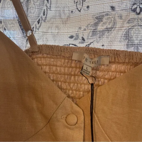Love‎ Tree Linen Blend Button Front Tank Top Size Large - Image 3