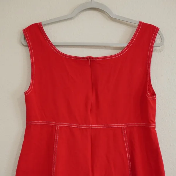 Urban Renewal Large Mini Dress Red Contrast Stitch Sleeveless Retro Mod - Image 4