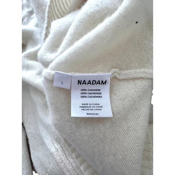 NAADAM Cashmere Quarter Button Sweater Ivory Large White - Image 7