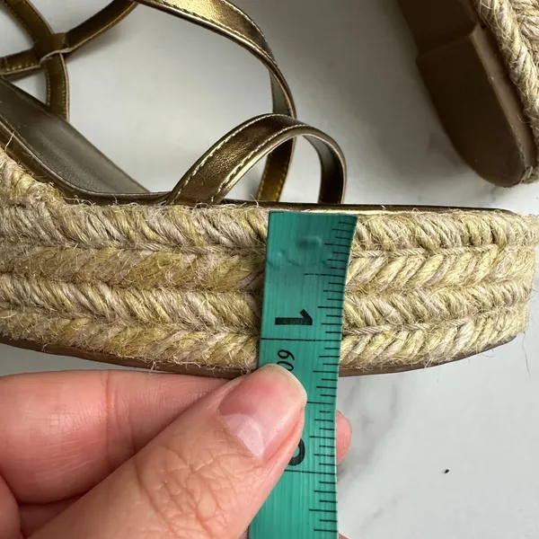 Nine West Jill Metallic Gold Classic Espadrille Wedge Sandals Size 9 - Image 8