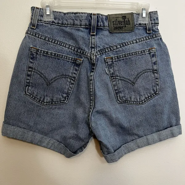 Levi's Vintage Y2K Levi SilverTab Jean Shorts Women 5/6 Blue Stone Wash‎ Loose F… - Image 2