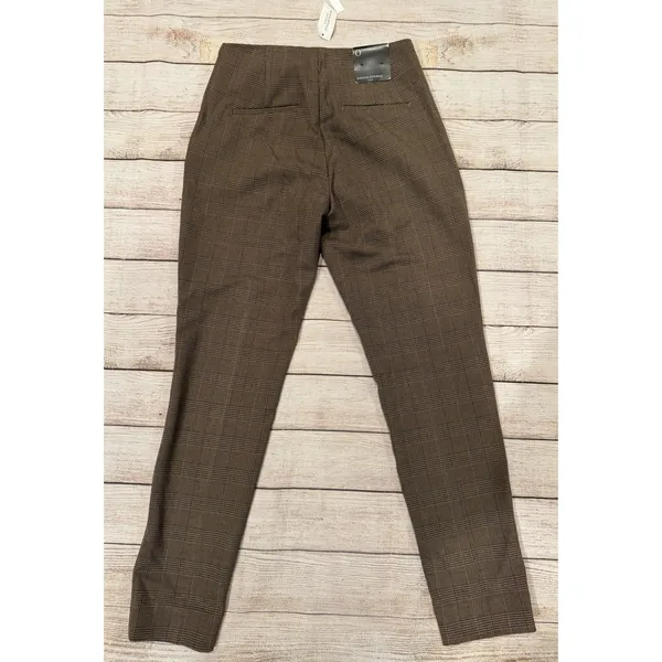 Banana Republic brown plaid tapered Pull-on Flat front trousers NWT Size 0 - Image 3