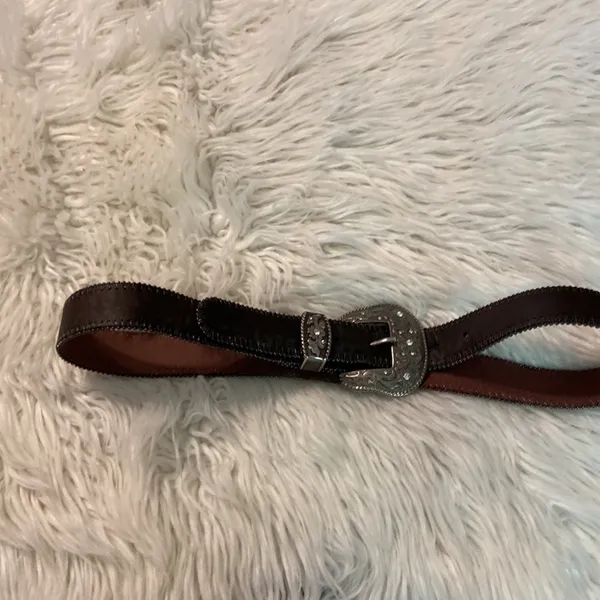 Women's Cowgirl Tooled 1781 leather belt size M length 40” - Image 8