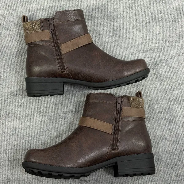 Easy Street Size-8WW Women's Kourt Slip Resistant Ankle Boots Brown - Image 7