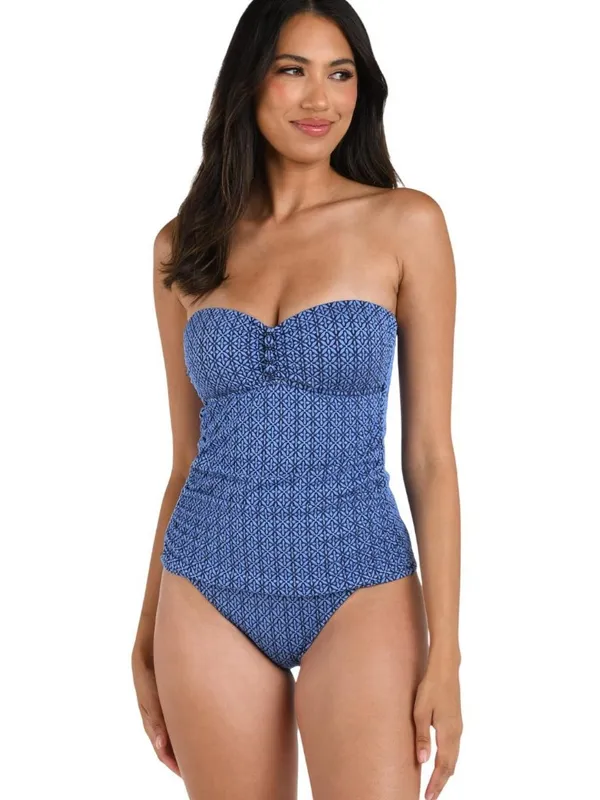 La Blanca Womens Charmed Coast Tankini Swimsuit Top LB5SB86 Chambray Blue 8 - Image 8