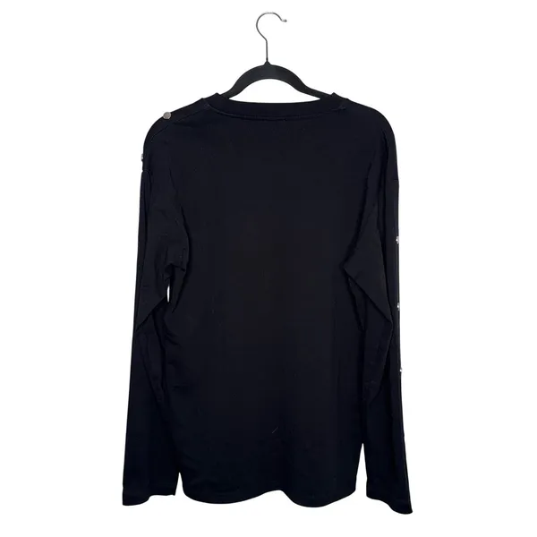 Kenzo Paris Long Sleeve Top Women M Black Excellent Snap Sleeve Logo Tee - Image 5