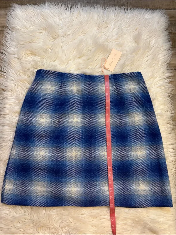 NWT Anthropologie Hutch ‘Nichole’ wool blend lined mini skirt blue plaid M - Image 8