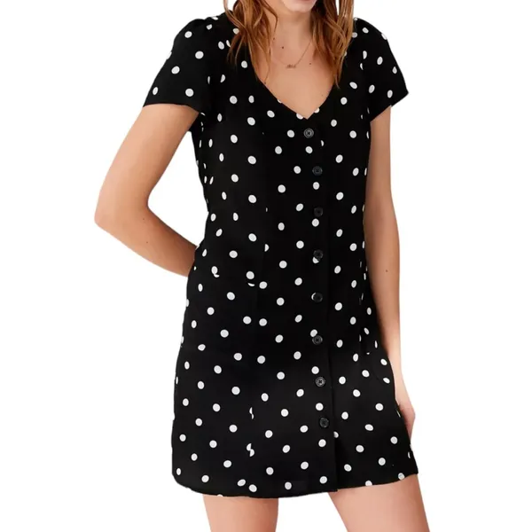 Urban Outfitters Lola Polka Dot Button Down Mini Dress - Image 2