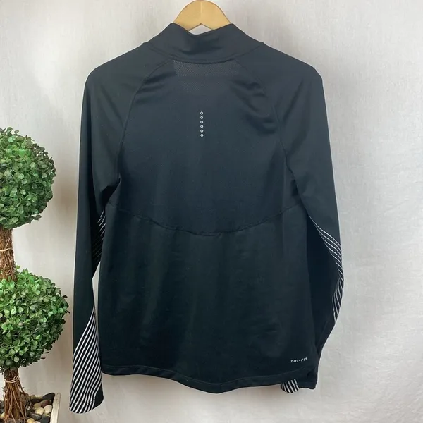 Nike Black Flash Long Sleeve Quarter Zip Dri Fit Running Shirt Top M - Image 3