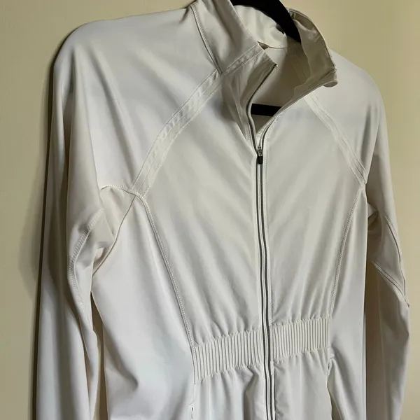 Athleta Jacket White Run‎ Free Full Zip Cinched Waist Vented Reflective Small - Image 5