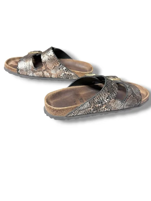 Birkenstock Arizona Soft Footbed Pewter Python Print Sandals EU 38 US 7 - Image 8