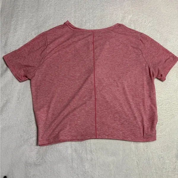 Nike Pink Asymmetrical Crop Tee - Image 4