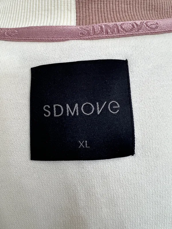 SDMOVE Two-Tone Zip Front Sweatshirt in Cream & Dusty Rose - Image 6