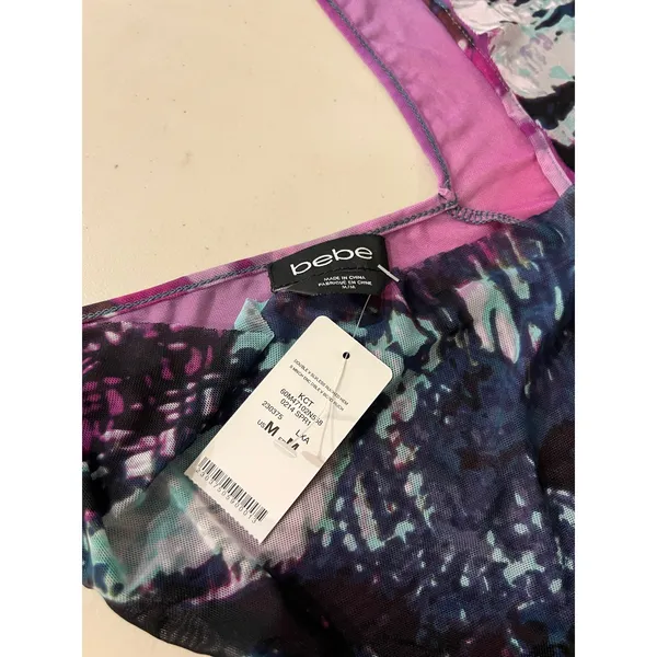 Deadstock Y2K BeBe Purple Mesh Flowy Layering Tank Top Size Medium NEW with Tags - Image 5