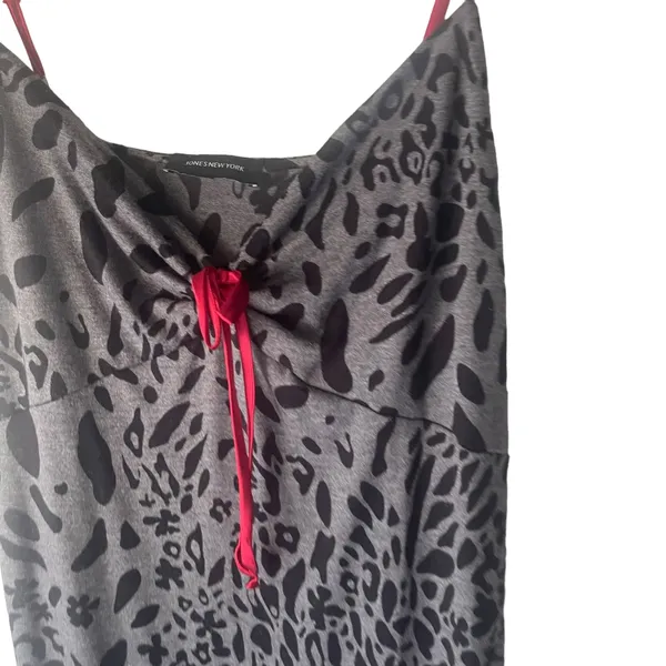 Jones New York Large Black Animal Print Vampire Goth Night Gown Maxi Slip‎ Dress - Image 4