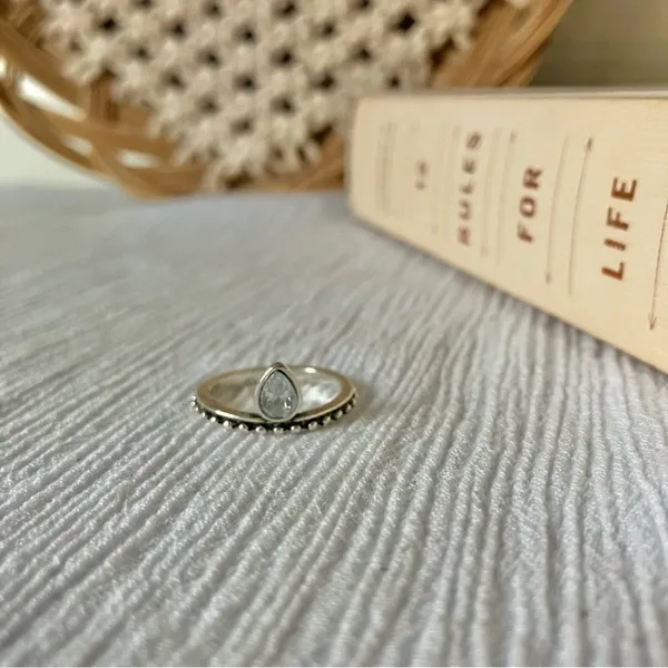 Crown Ring Pear Teardrop Bohemian Stacking Band Vintage “Tuilelaith” Silver Jewelry - Image 9