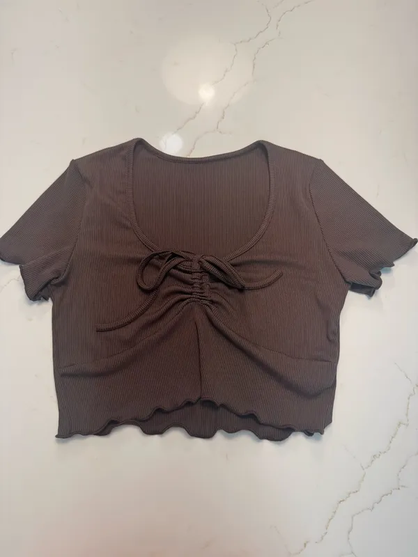 Brown ribbed knit matching set - Image 3