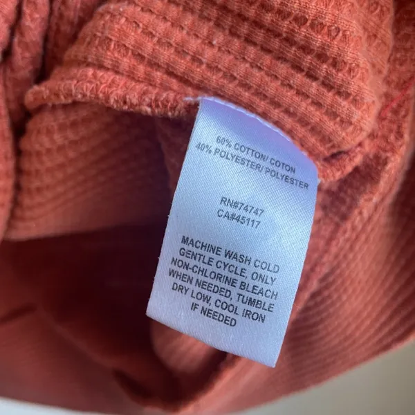 Natural Reflections Cowl Neck Thermal Waffle Pullover (Sz 1X) Pumpkin Orange - Image 4