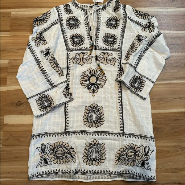 Zara Embroidered Short Dress White - Image 5