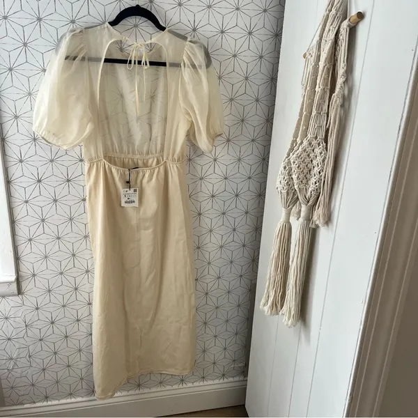 Zara Cream Sheer Top Midi Dress NWT! - Image 6