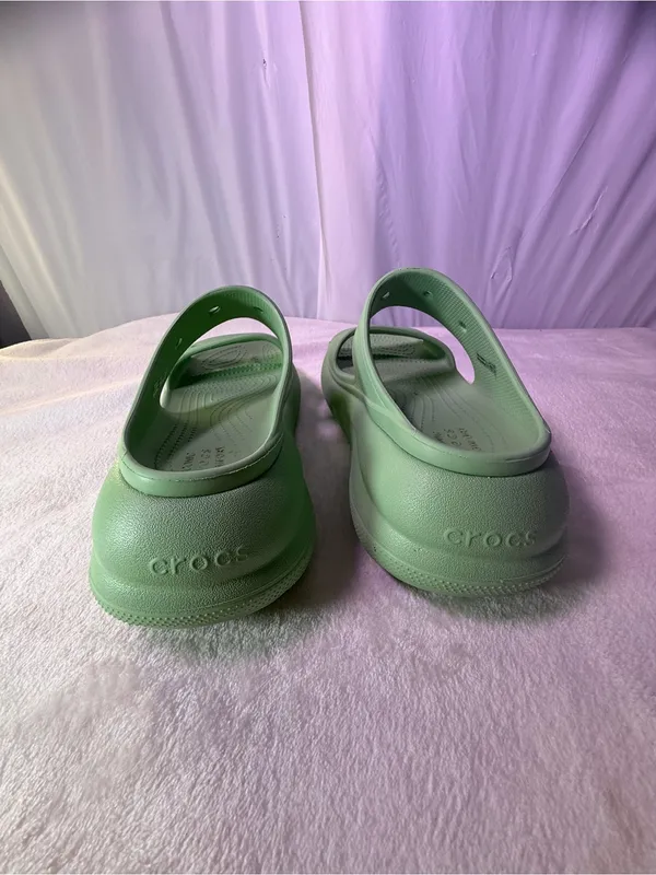 CROCS Kids Mint Green Two-Strap Slide Sandals - Image 7