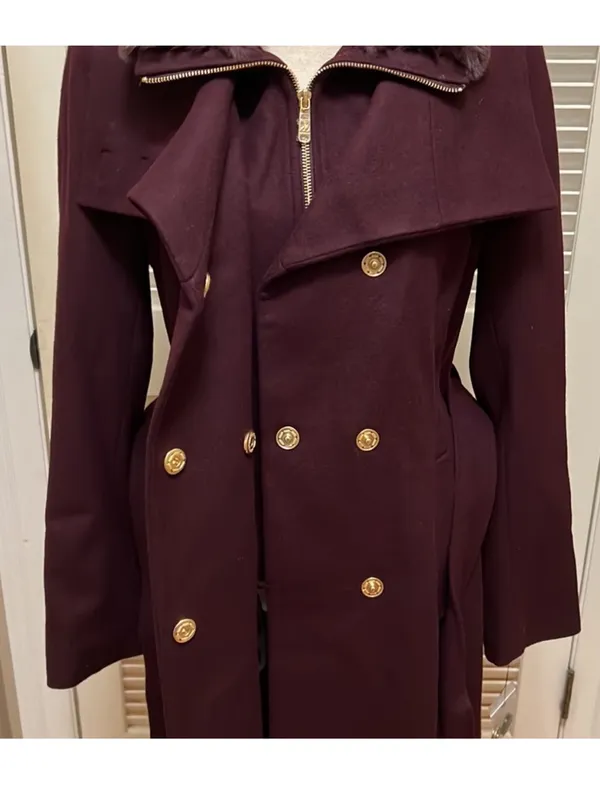 $360 Sam edelman belted wool coat in rich plum size 8 - Image 7