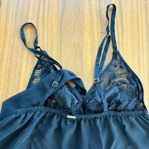 Bluebella Babydoll Top Small Black Sheer Lace Bow Romantic Coquette Lingerie - Image 6