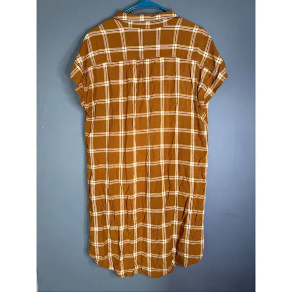 Old Navy Plaid Button Up Shirred Shirt Dress Size Large - Image 5