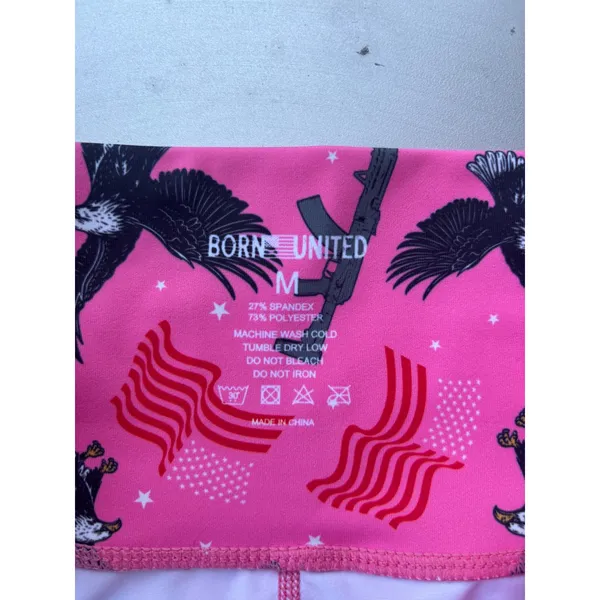 Born United Womens Pink Patriotic Eagle Flag Rifle Compression Shorts‎ Size M - Image 4