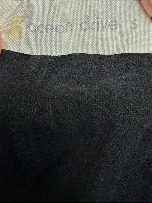 Ocean Drive Washed Black Drawstring Textured Joggers with White Cord Small - Image 7