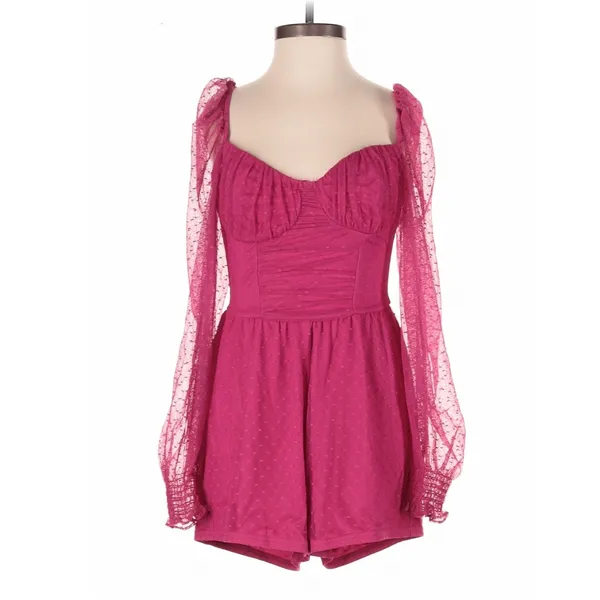 Lulus Magenta Flirty Fashionista Mesh Bustier Romper XS Party Night Out Coquette - Image 2