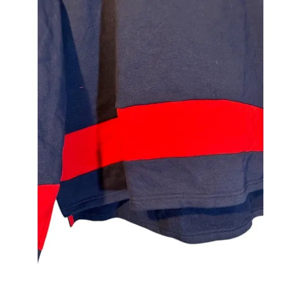NFL Navy Blue Red Striped Hooded Patriots Boston Football Pullover Women Sz XL - Image 5