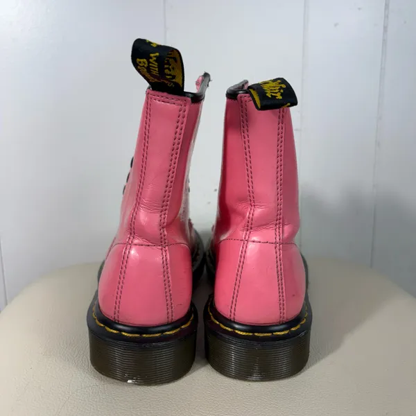 Dr. Martens Hot Pink Patent Leather Lace Up Combat Boots Moto Punk Y2K Size 7 - Image 5