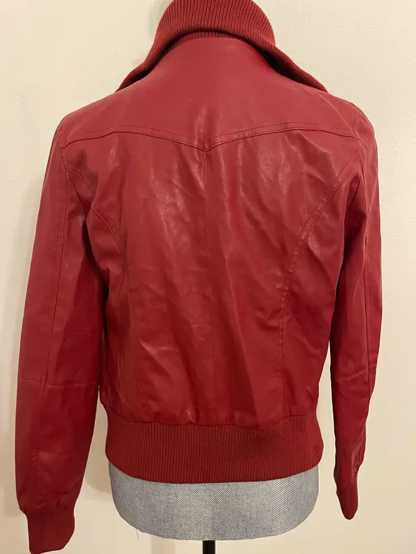 Zenana Red Faux Leather Jacket - Image 5