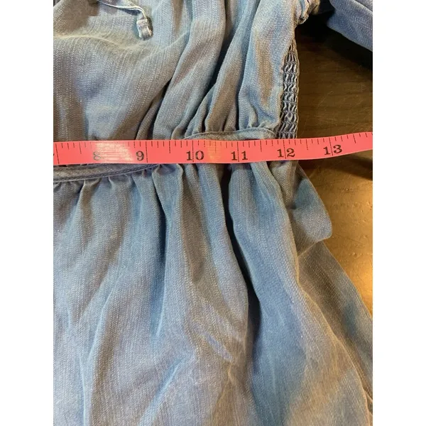 Old‎ Navy Smocked Peasant Dress Small Blue Tiered Swing Western Cottage Boho - Image 12