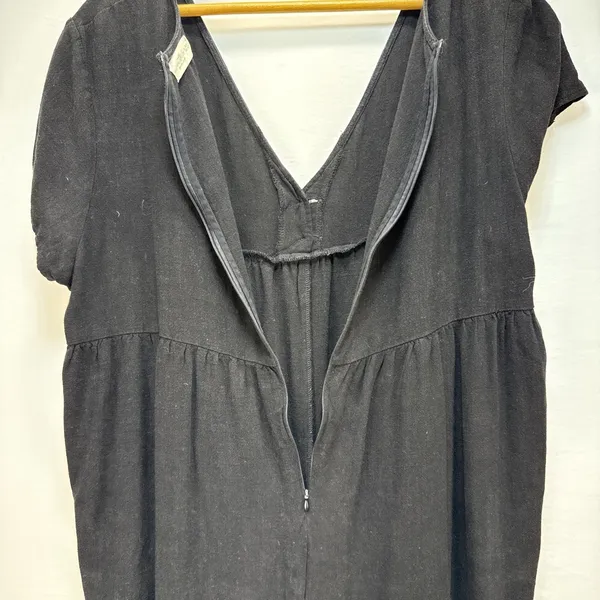 Natural Life Avery Wide Leg Jumpsuit Size‎ L/XL Black Linen Rayon Short Sleeve - Image 6