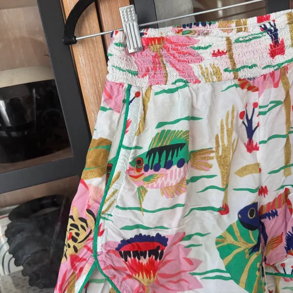 Anthropologie x Claire Colin art shorts elastic smock waistband colorful print - Image 6