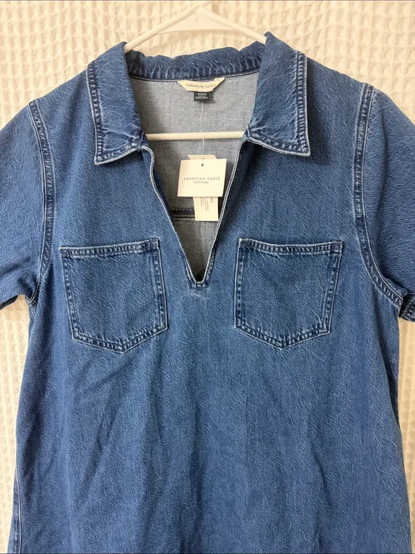 American Eagle Outfitters Denim Collar Mini Dress - Image 6